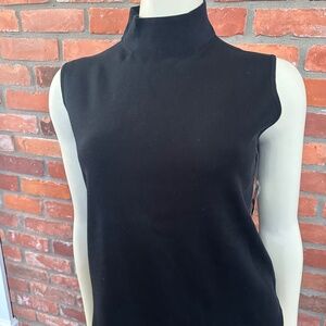 Women's Black Mock Turttleneck Silk Sleeveless Top ~ Large ~ NWT